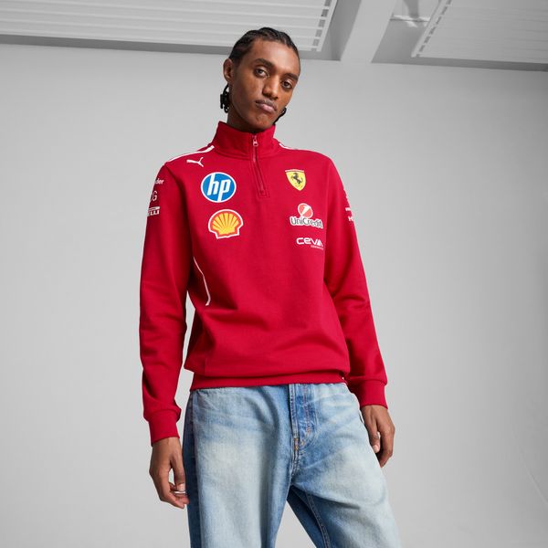 PUMA Men's Puma Scuderia Ferrari HP 2025 Team 1/2 Zip Sweatshirt, Red, Size L, Clothing
