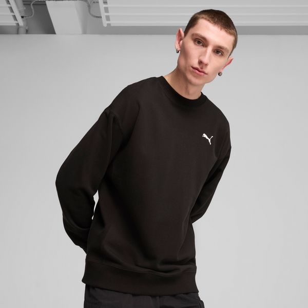 PUMA Men's Puma WARDROBE ESS Relaxed Crew, Black, Size L, Clothing