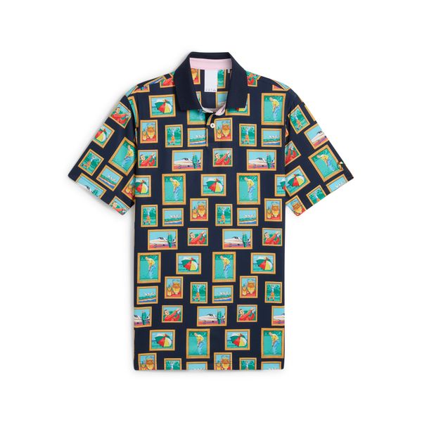 PUMA Men's Puma x ARNOLD PALMER Photo Golf Polo T-Shirt, Blue T-Shirt, Size XXL T-Shirt, Clothing