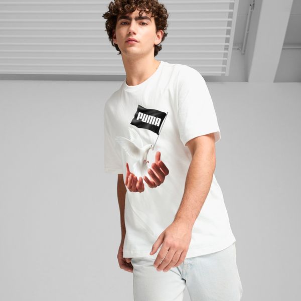 PUMA Men's Puma x MÃS TIEMPO T-Shirt, White, Size XXL, Clothing