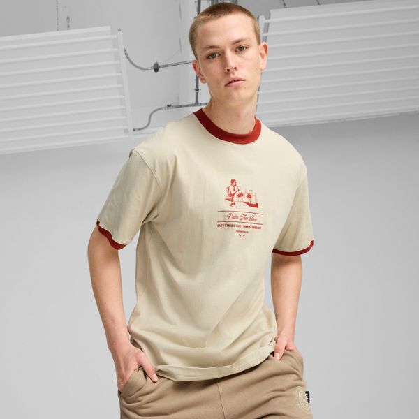 PUMA Men's Puma x PALM TREE CREW Ringer T-Shirt, Beige, Size L, Clothing