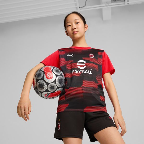 PUMA Puma AC Milan Pre-match Short Sleeve Jersey Youth, Red, Size 5-6Y, Clothing