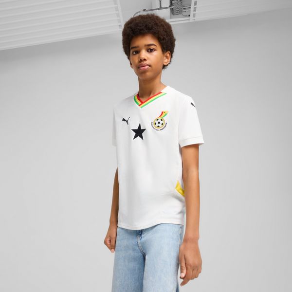 PUMA Puma Ghana 2025 Home Jersey Youth, White, Size 11-12Y, Clothing