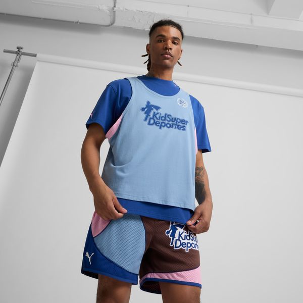 PUMA Puma HOOPS x KIDSUPER T-Shirt, Blue, Size L, Clothing