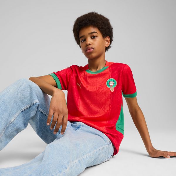 PUMA Puma Morocco 2025 Home Jersey Youth, Red, Size 15-16Y, Clothing
