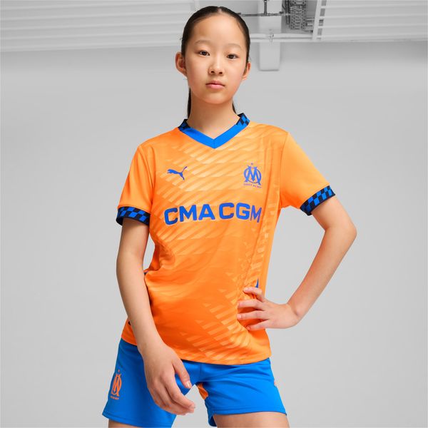 PUMA PUMA Olympique De Marseille 24/25 Third Jersey Youth, Orange Pes/Cayenne Pepper/Racing Blue
