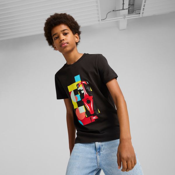 PUMA Puma Scuderia Ferrari Race Graphic Tee Youth, Black, Size 4-5Y, Clothing