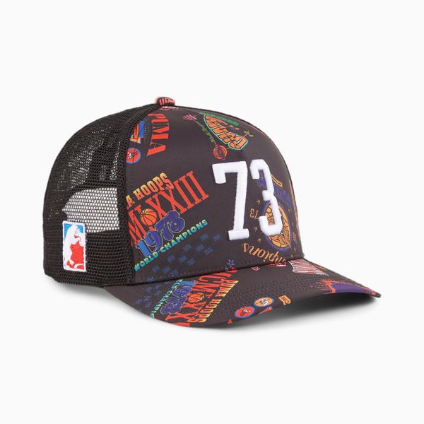 PUMA Women's PUMA Basketball Trucker Cap II, Black/AOP