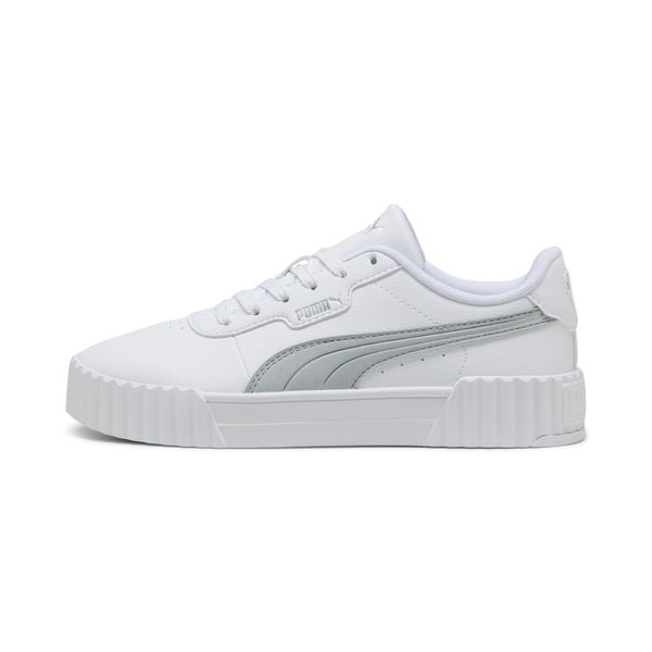 PUMA Women's Puma Carina 3.0 Aqua Metallics Sneakers, White, Size 36, Shoes