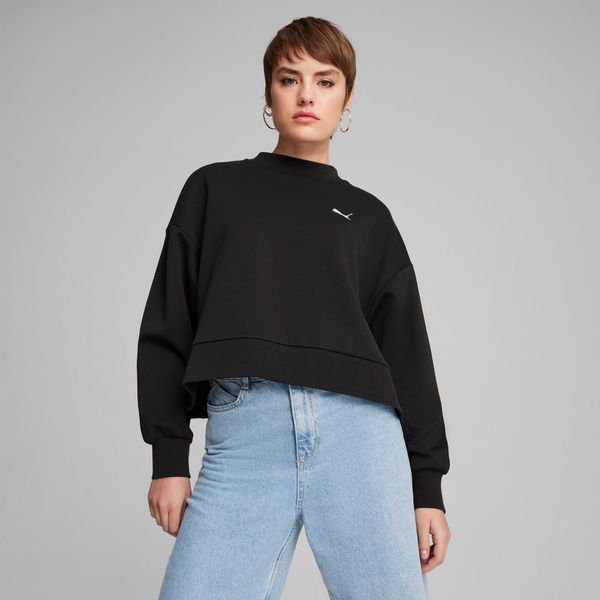 PUMA Women's Puma CLASSICS Oversized Crew, Black, Size M, Clothing