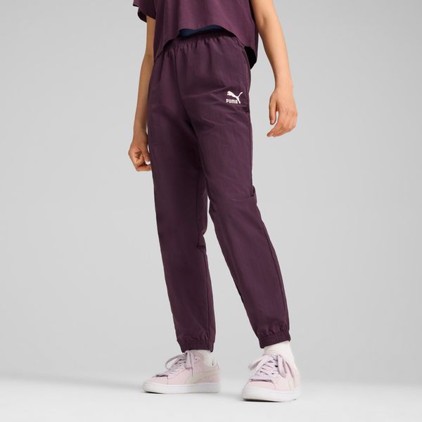 PUMA Women's Puma CLASSICS Relaxed Pants Youth, Purple, Size 7-8Y, Clothing