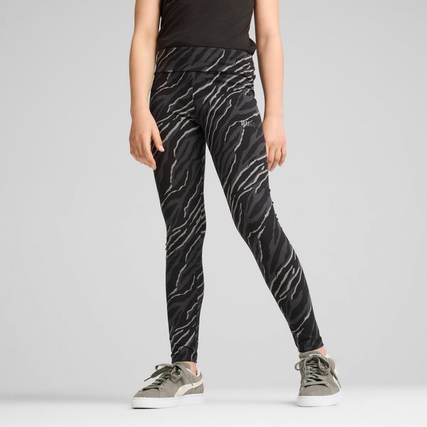 PUMA Women's Puma ESS+ ANIMAL Leggings Youth, Black, Size 7-8Y, Clothing