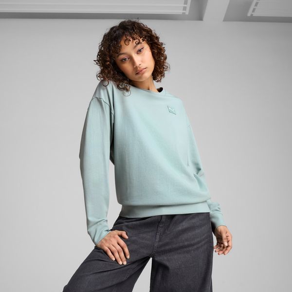 PUMA Women's Puma ESS ELEVATED Comfort Crew, Green, Size M, Clothing