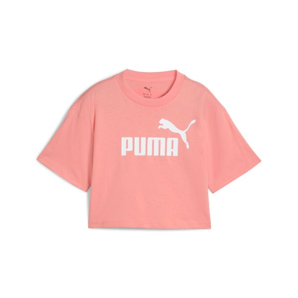 PUMA Women's Puma ESS No. 1 Logo Short-Length Tee Youth, Pink, Size 7-8Y, Shop