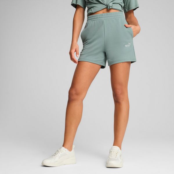 PUMA Women's Puma ESS Small No. 1 Logo 5" High-Waist Shorts, Green, Size XL, Clothing