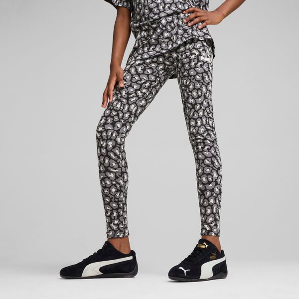 PUMA Women's Puma Essentials Aninmal Leggings Youth, Black, Size 11-12Y, Clothing