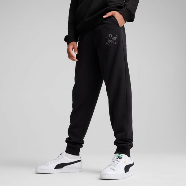 PUMA Women's Puma Essentials Script Sweatpants Youth, Black, Size 15-16Y, Clothing