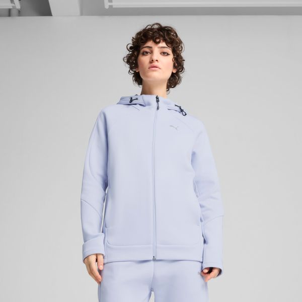 PUMA Women's Puma EVOSTRIPE Full-Zip Hoodie, Blue, Size L, Clothing