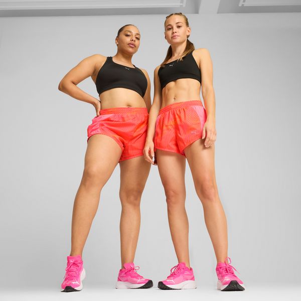 PUMA Women's Puma Favourite Velocity 3" Printed Woven Running Shorts, Pink, Size L, Women
