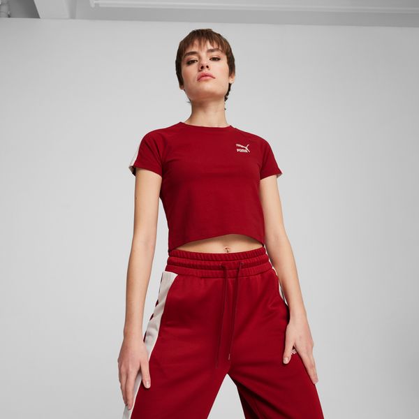 PUMA Women's Puma ICONIC T7's Baby T-Shirt, Red, Size XS, Clothing