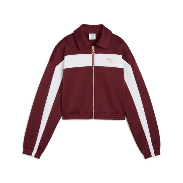 PUMA Women's Puma Relaxed Cropped Track Jacket, Red, Size XL, Clothing