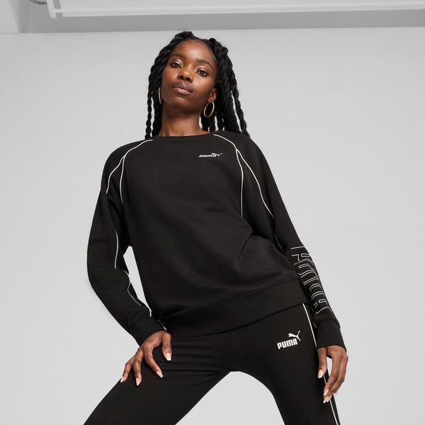 PUMA Women's Puma SPORT Relaxed Crew Sweater, Black, Size L, Clothing