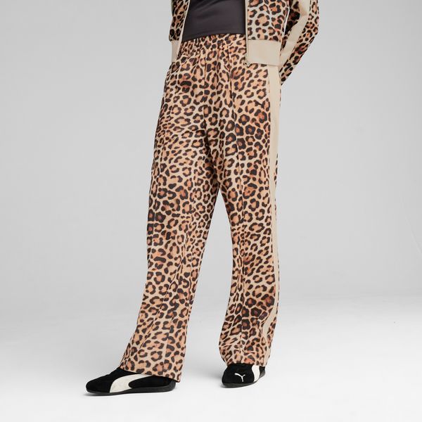 PUMA Women's Puma T7 LEO LUXE All-Over Print Straight Pants, White, Size L, Clothing