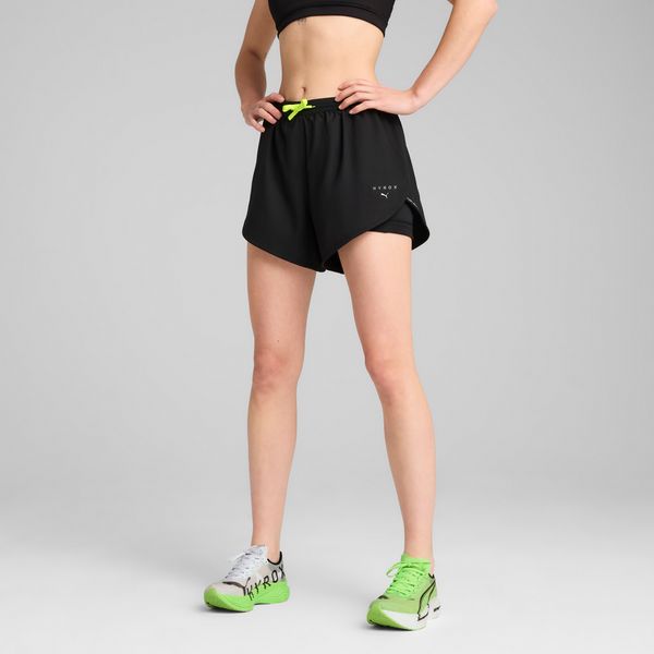PUMA Women's Puma x HYROX ULTRAWEAVE 2-in-1 Shorts, Black, Size S, Clothing