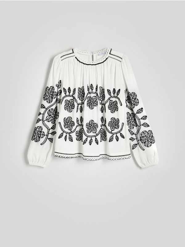 Reserved Reserved - Bluza s izvezenim uzorkom - bijela