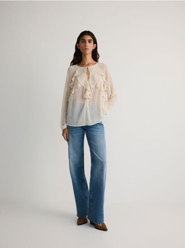 Reserved Reserved - Bluza s volanima - krem