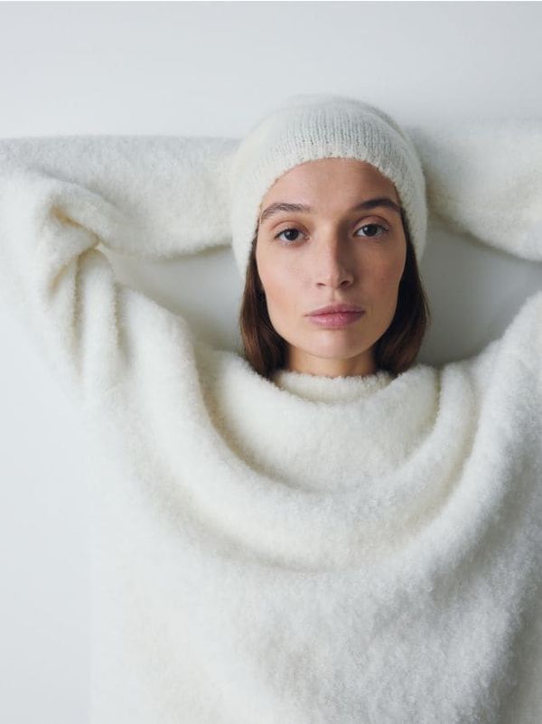 Reserved Reserved - Kapa beanie od mješavine alpake - krem
