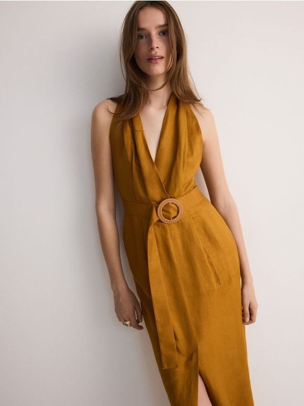 Reserved Reserved - LADIES` DRESS - zlatnosmeđe