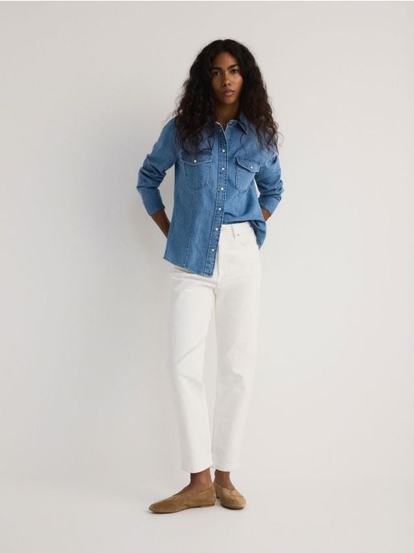 Reserved Reserved - LADIES` JEANS TROUSERS - krem