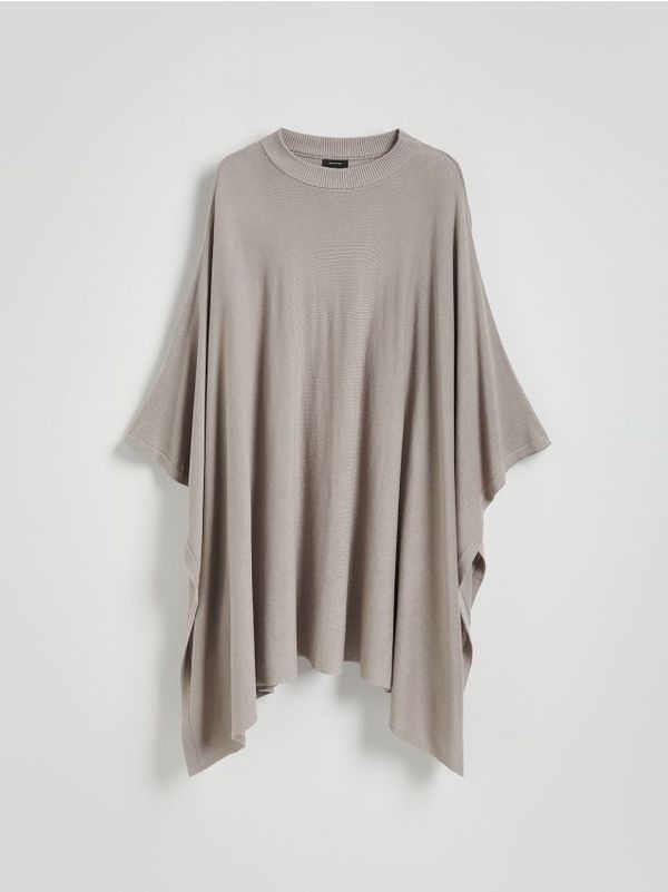 Reserved Reserved - LADIES` PONCHO - smeđesivo