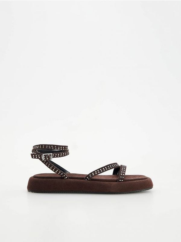 Reserved Reserved - LADIES` SANDALS - tamnosmeđe