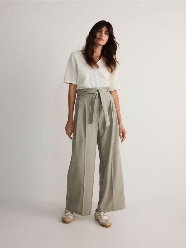 Reserved Reserved - LADIES` TROUSERS - light grey