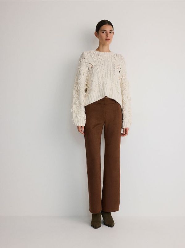 Reserved Reserved - LADIES` TROUSERS - tamnosmeđe