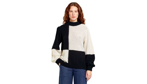 Dedicated Dedicated Sweater Knitted Rutbo Blocks Black/Vanilla White
