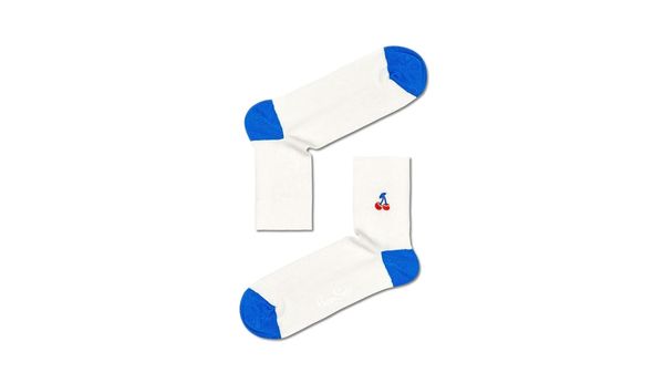 Happy Socks Happy Socks Ribbed Embroidery Cherry 1/2 Crew Sock