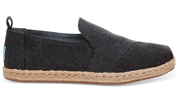 Toms Toms Alpargatas Black Washed Canvas Deconstructed