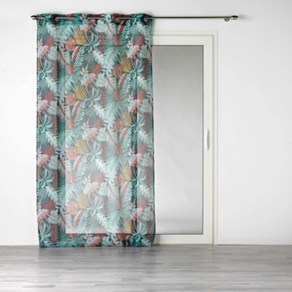Douceur d intérieur Douceur d intérieur  Zavjese PANNEAU A OEILLETS 140 x 240 CM VOILE SABLE IMPRIME JACALA BLEU  Douceur d intérieur