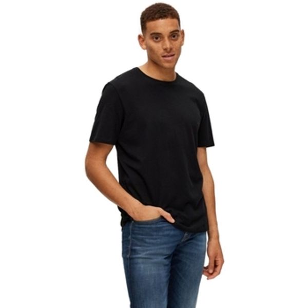 Selected Selected  Majice / Polo majice Noos Pan Linen T-Shirt - Black  Selected