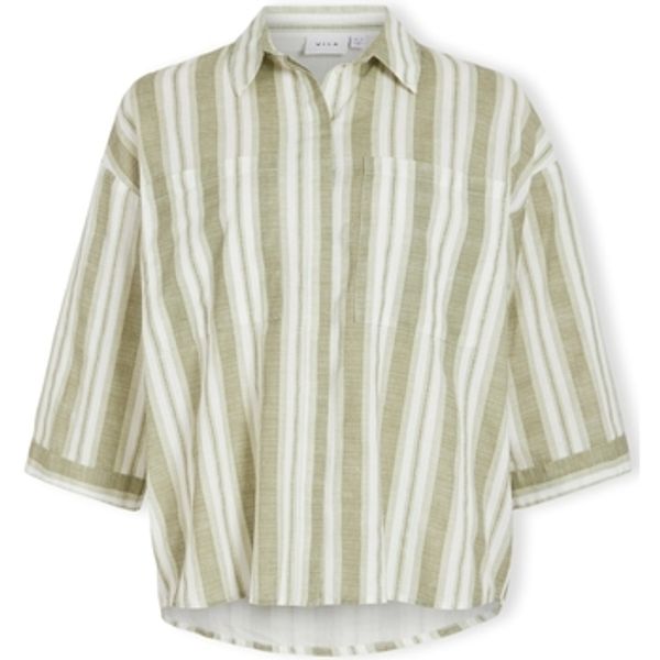 Vila Vila  Topovi i bluze Etni 3/4 Oversize Shirt - Egret/Oil Green  Vila