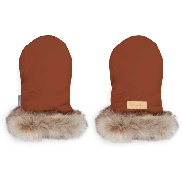 BEZTROSKA BEZTROSKA GLOVES WITH FUR Krznene rukavice za kolica, smeđa, veličina