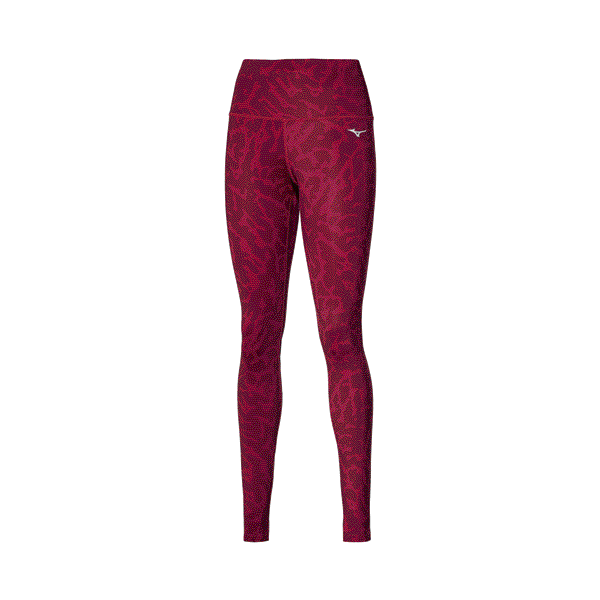 Mizuno Mizuno PRINTED TIGHT Ženske elastične hlače za trčanje, boja vina, veličina