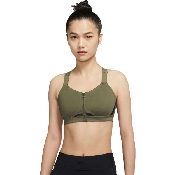 Nike Nike NK DF ALPHAS HS FRONT ZIP B Ženski sportski grudnjak, khaki, veličina