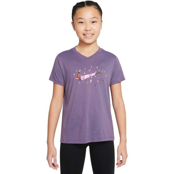 Nike Nike NK DF TEE VNECK LGD ESSNTL+ Majica za djevojčice, ljubičasta, veličina