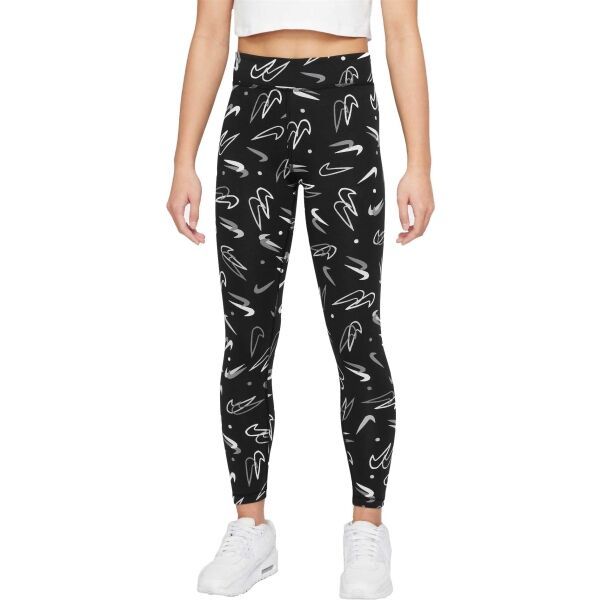 Nike Nike NSW ESSNTL MR LGGNG SSNL PRN Tajice za djevojčice, crna, veličina
