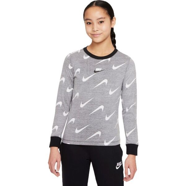 Nike Nike NSW TEE LS RTL Majica za djevojčice dugih rukava, siva, veličina