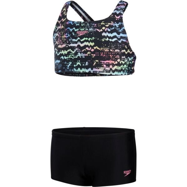 Speedo Speedo ALLOVER 2 PIECE BOYLEG SHORT Dvodijelni kupaći kostim za djevojčice, crna, veličina